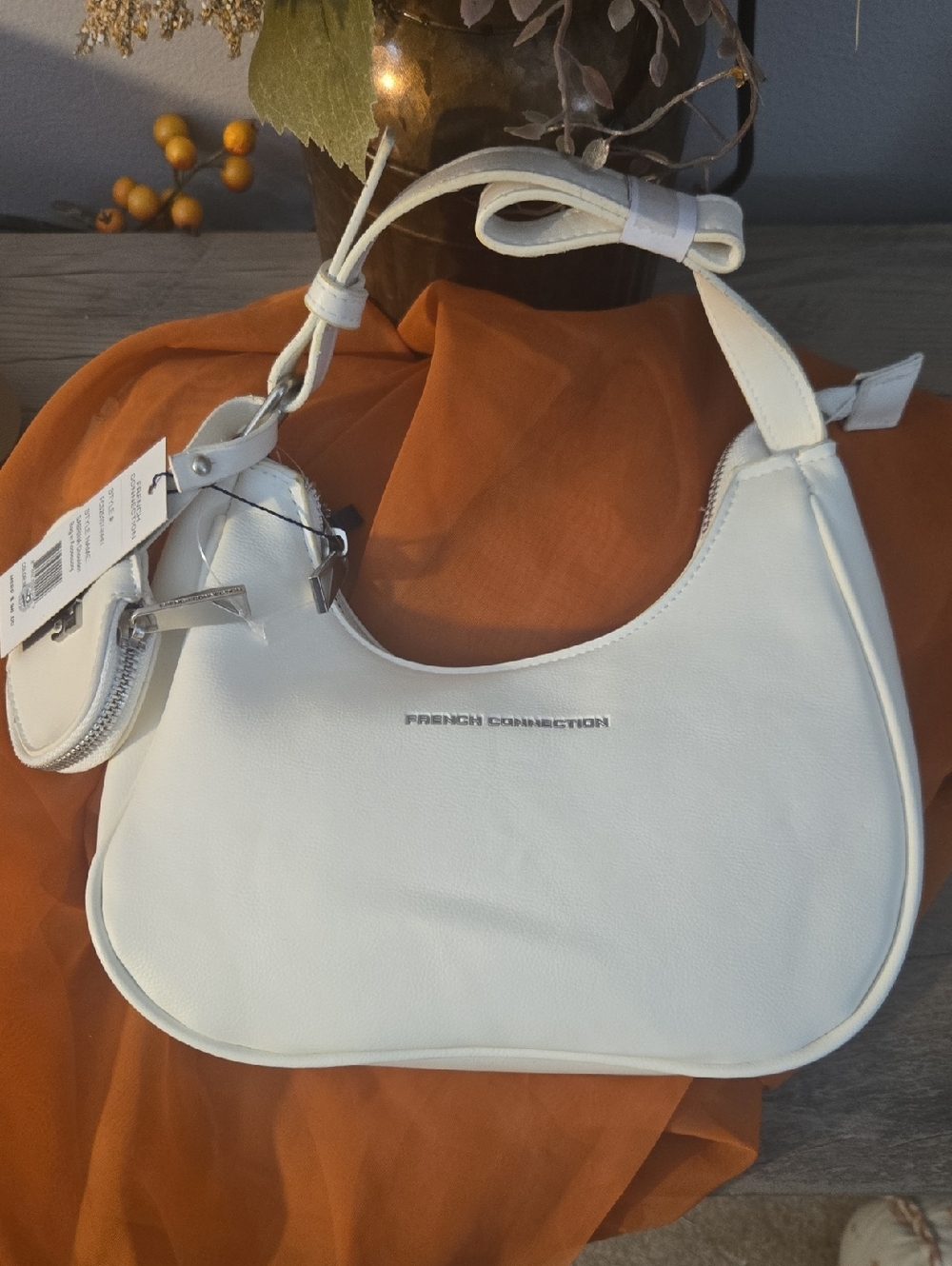 French Connection White Shoulder Bag with Coin Pouch